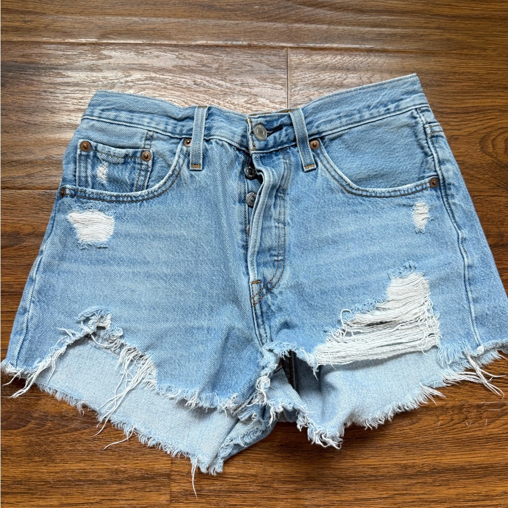 Distressed Denim Shorts